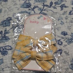 Baby by DB Yellow Plaid Bow Hair Ponytail Holders